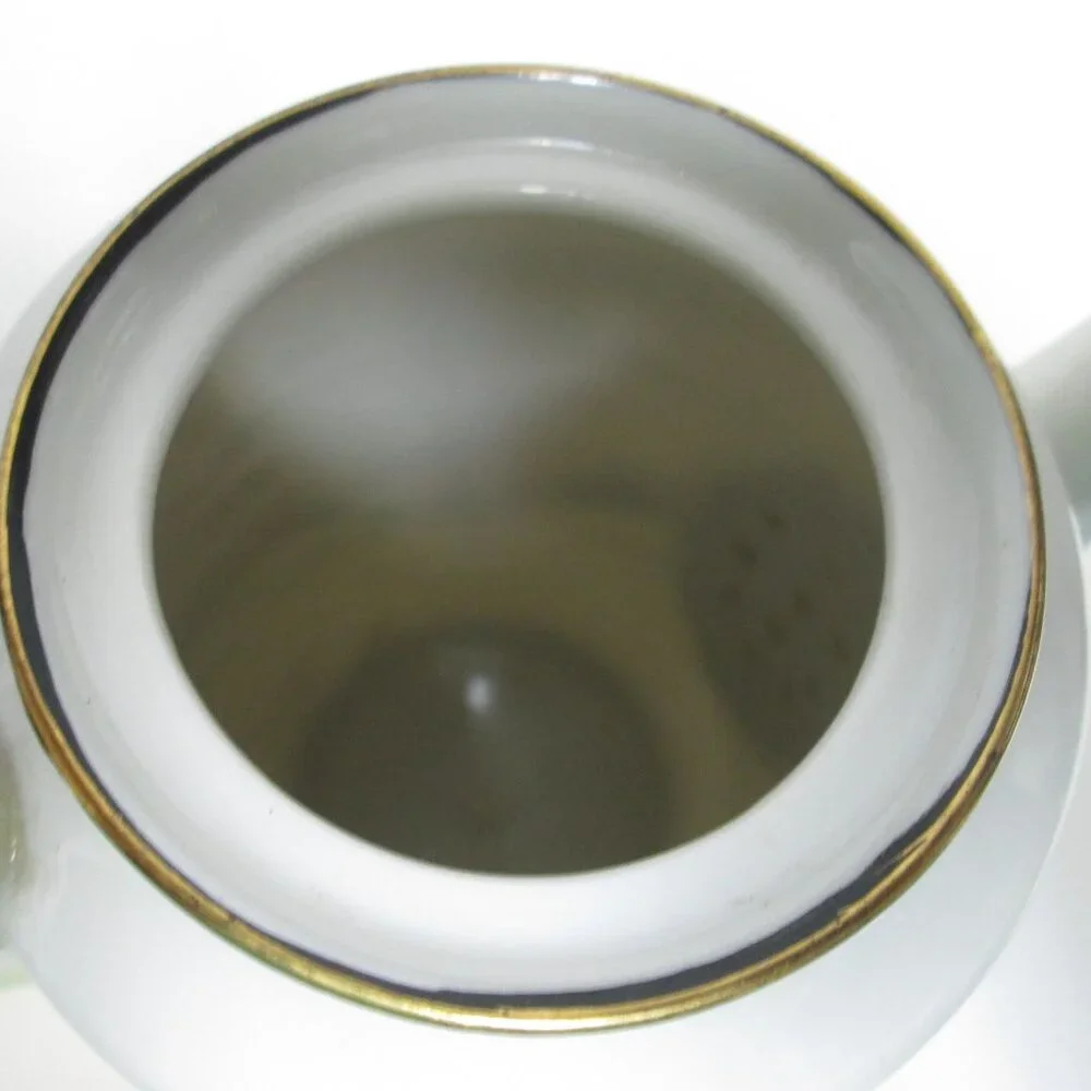 Vintage Porcelain Teapot with Spout Hand-painted Japanese Village 7